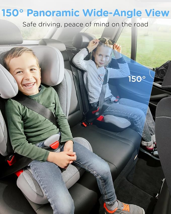 Baby Car Monitor for Backseat, 7" Touchscreen Camera Baby Camera with USB Plug and Play Easy Setup, 150° Wide Angle, Night Vision, Flexible 360 Rotation