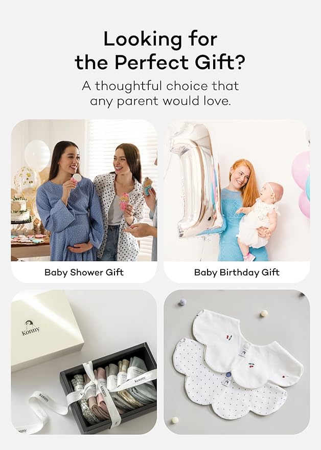 Konny Baby Bibs Set, 360 ° Rotate, Soft and Absorbent Bandana Drooling for Boys Girls baby Essentials