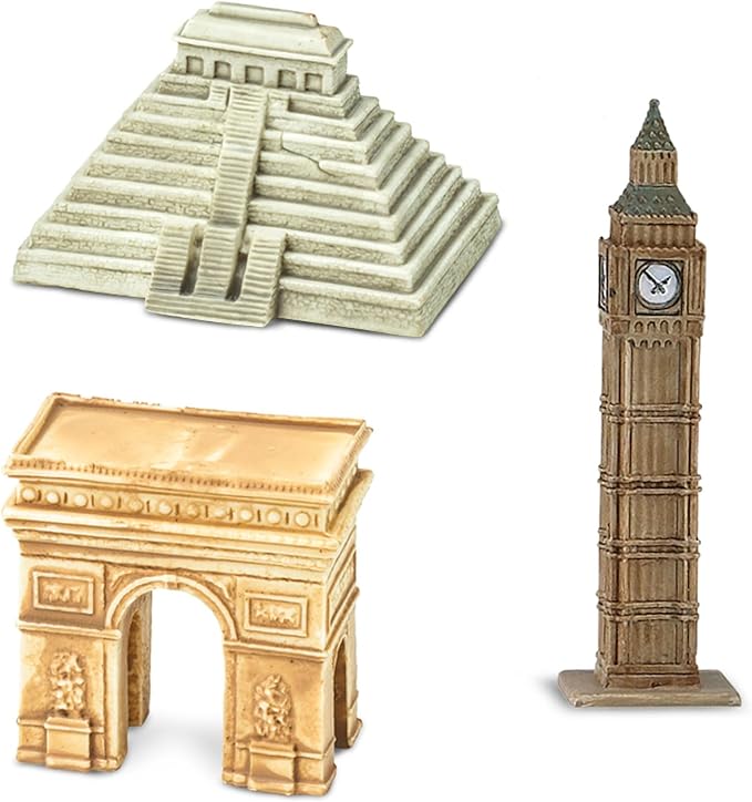 Safari Ltd. Around The World TOOB - 10 Figurines: Leaning Tower of Pisa, Eiffel Tower, Taj Mahal, Statue of Liberty, Giza Pyramids, & More - Educational Toy Figures For Boys, Girls & Kids Ages 3+
