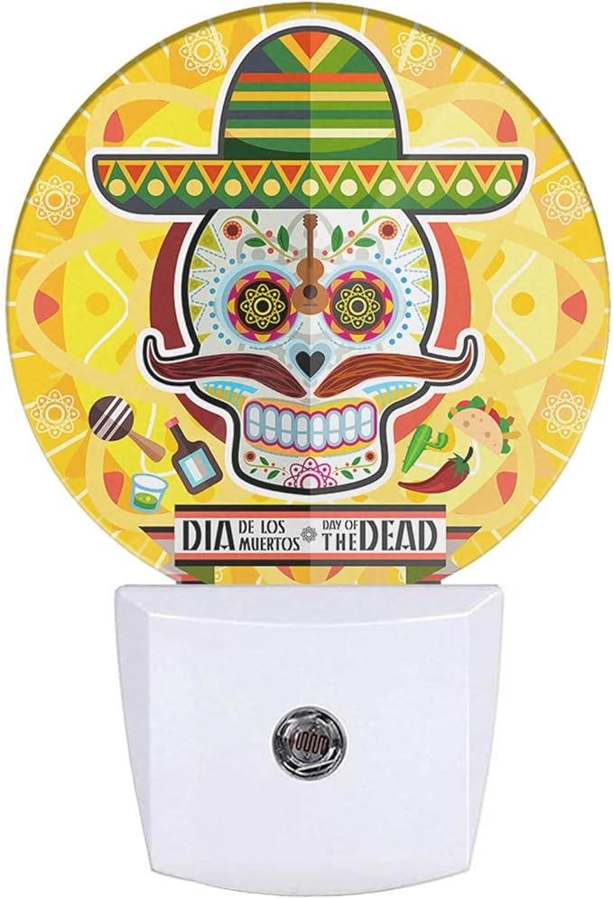 Skull Night Light Halloween Scary Gothic Dead Head Skeleton Ghost Plug-in Nightlight Energy Saving LED Lighting for Boys Girls Men Women