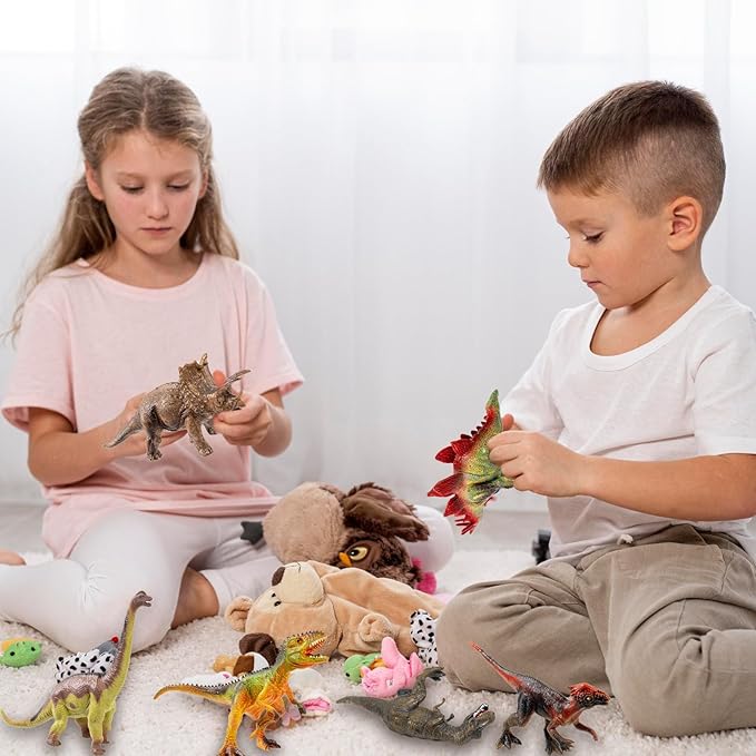OuMuaMua Dinosaur Toys for Kids 3-5, 12 Pack Realistic Plastic Dinosaur Figure Set Including T-Rex, Stegosaurus, Monoclonius, Dino Toys for Boys 5-7 Party Favors, 6 to 7 Inch Large Size