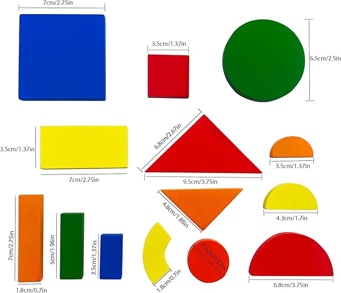 Wooden Magnetic Blocks Toys - Shape Pattern Building Block - Large Tangram Puzzles for Kids - Geometric Creative Development Toys Montessori Learning Material - Stocking Fillers Stuffers 3 Years