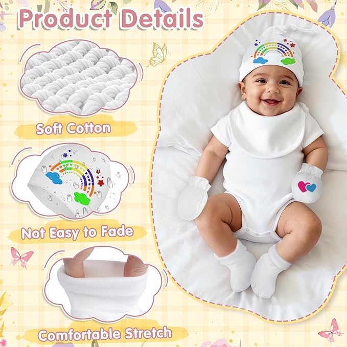 162Pcs Baby Shower Game Decorations Kit with Bibs, Fabric Markers, Wooden Sign, Bodysuits & Tags