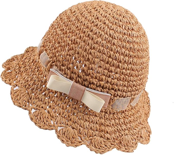 Baby Girl Straw Hat Outdoor Baby Sun Protection Hats Summer Bowknot Beach Cap for Infant Toddler Girls