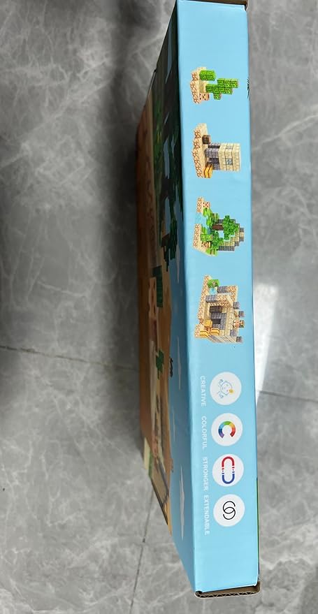 Large Magnetic Blocks Kids Toys, Sensory Learning Toys, Mine Magworld Building Craft, Desert Construction Set, 1“ Magnetic Building Cubes, Game Gift for 3+ Year Old Boys Girls