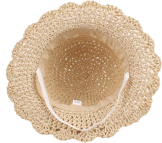 Baby Girl Straw Hat Outdoor Baby Sun Protection Hats Summer Bowknot Beach Cap for Infant Toddler Girls