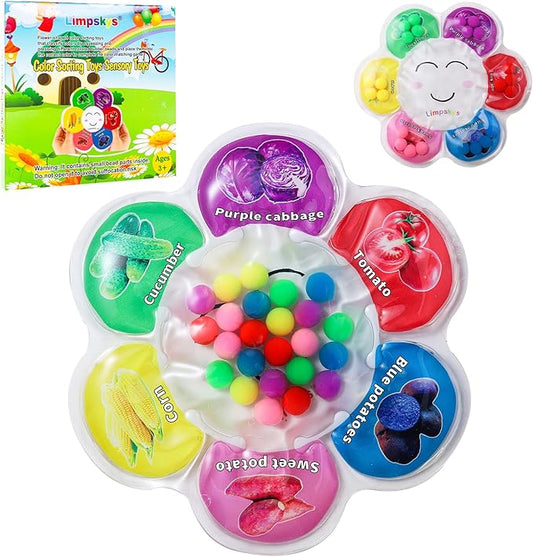 Color Sorting Sensory Toys, Sensory Toys for Toddlers, Sensory Calming Tools for Kids, Quiet Fidget ,Color Matching Game (Multicolor- Vegetable)