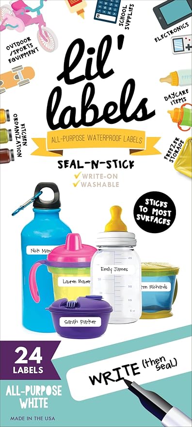 Removeable, Write-On Food Labels, Waterproof, Multipurpose, Freezer Safe, Self-Laminating Label, Dishwasher-Safe for Home Organization and Kitchen Labels (All-Purpose White), Made in The USA