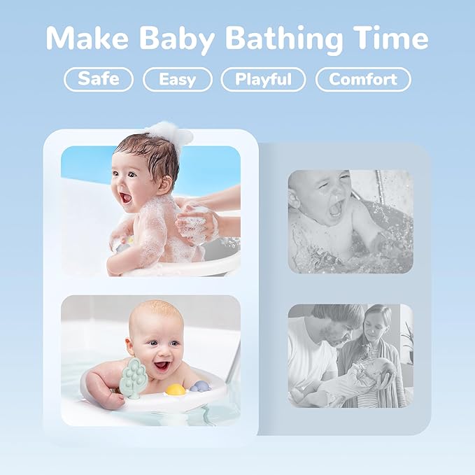 Coldew Baby Bath Seat for Babies 6 Months & Up, Non-Slip Toddler Bath Seat for Baby Sitting Up, Safe Baby Bath tub Seat with Suction Cups, Soft Cushion, Baby Bath Chair Gray