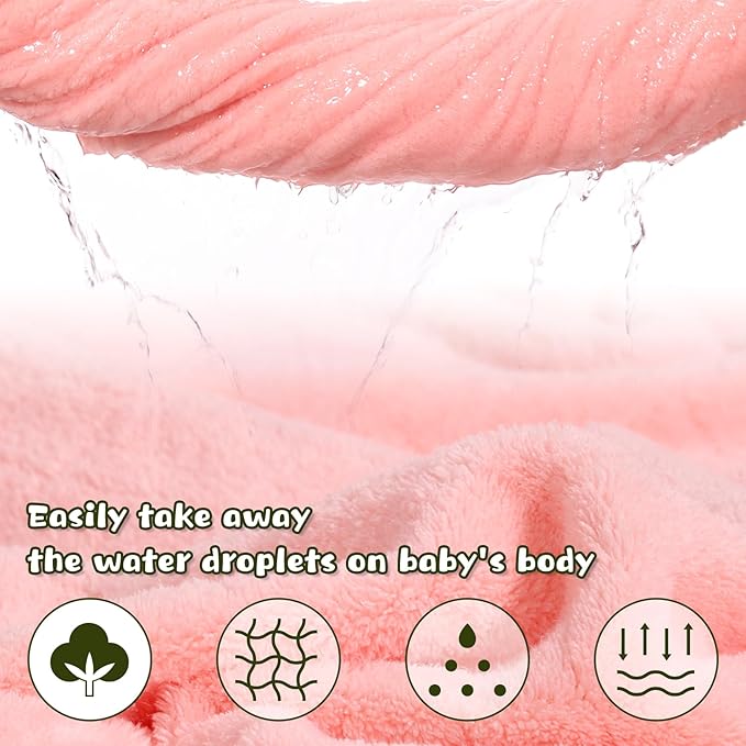 2-Pack Animal Hooded Bath Towels for Babies & Kids 0-6 Years, 50x32 Inch Ultra Soft Coral Fleece Baby Towel Set, Super Absorbent, Bath Time Essentials with Cute Animal Ears, Gift Ready