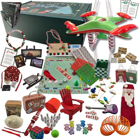 2025 Christmas Activity Elf Kit 24 Days Magical Kit Christmas Traditions Elf Activities 125+ Props and Accessories Fun Toys for Kids Magical Countdown to Christmas Decorations
