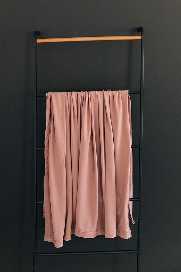 Mebie Baby Dusty Rose Stretch Swaddle, Modern and Neutral Swaddle Blanket for Baby Girl, Soft Baby Blankets, Newborn Swaddle Blanket, 0-3 Month, Comfy Wrap, Baby Essentials & Gifts (47" x 47")