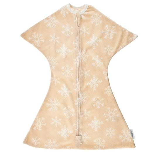 SleepingBaby Zipadee-Zip Transition Swaddle - Cozy Fleece Wearable Blanket with Two-Way Zipper for Baby Sleep - Snowflakes, Medium (6-12 Month)
