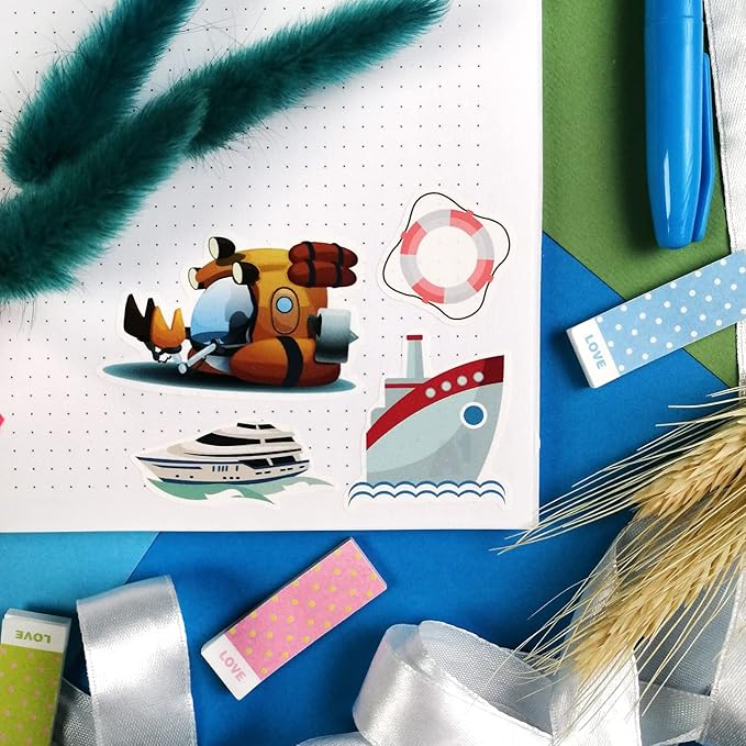 100 Pcs Boat Stickers, Sailboat Stickers - Sailboat Party Favors, Boat Gift, Gifts for Women & Men