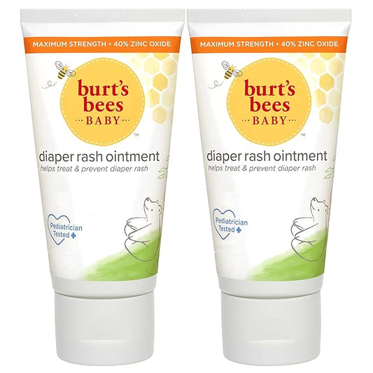 Burt's Bees Baby Diaper Rash Ointment, Maximum Strength, 40% Zinc Oxide, 100% Natural Origin, Pediatrician Tested, Net Weight 3 Ounces , Pack of 2