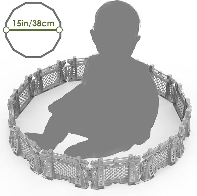 Oriate 12PCS Dinosaur Capture Fencing Accessories Playset, Plastic Dinosaur Cage Fence Toys for Dino Fans, Suitable for Dinosaur World Figures Educational Gift for Kids n Toddler