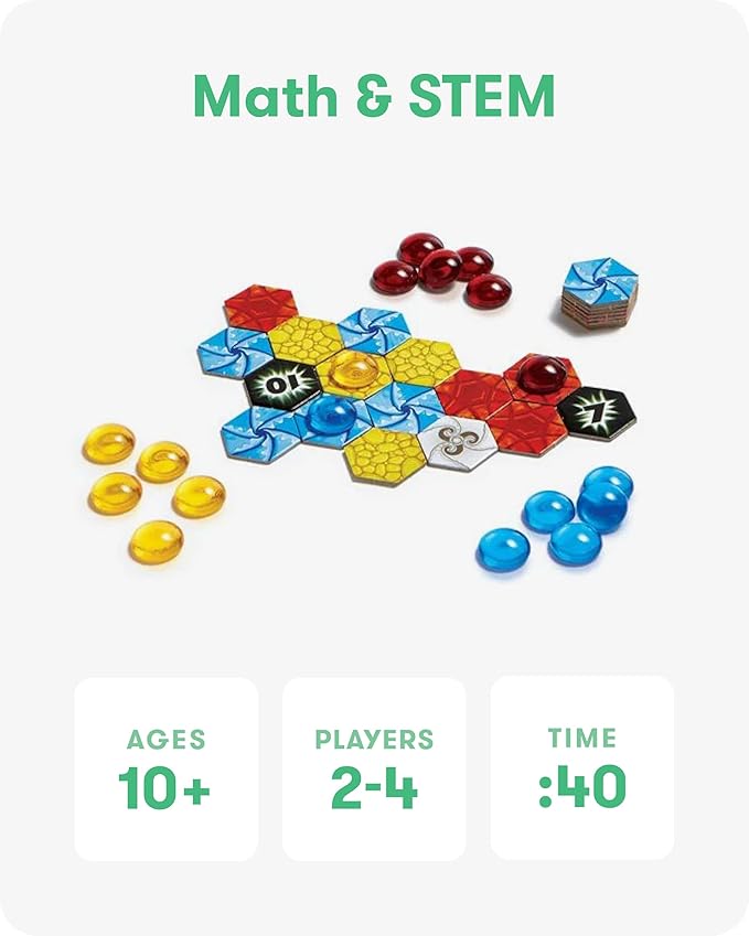 Simply Fun Matter Board Game – Area Control Strategy Game for Teens and Adults Ages 10+ – Includes Game Board, 92 Element Tiles, 56 Elementals, 14 Matter Tiles, 4 Player Screens, 2 Bags – 2-4 Players