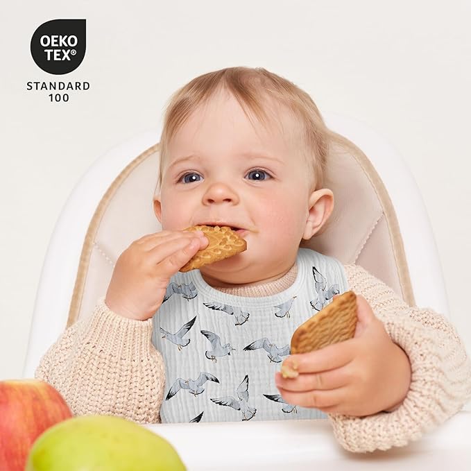 Muslin Baby Drool Bibs for Unisex Boys Girls, 6 Pack Soft Cotton Baby Bib for Teething Drooling, Essentials Shower Gift (6, Blue)