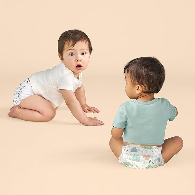 The Honest Company Clean Conscious Diapers for Sensitive Skin, Up to 100% Leakproof Hypoallergenic Fragrance-Free Baby Diapers, Gender Neutral Prints, Super Club Box, Size 2 (12–18 lbs), 124 Count