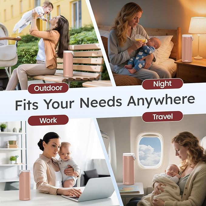 Portable Breast Milk Cooler for Travel, 22oz Large Capacity Breastmilk Chiller for Working Moms, 360° Cooling Keeps Milk Chilled 24 Hours, Includes 2 Baby Bottles, Breastfeeding Essentials