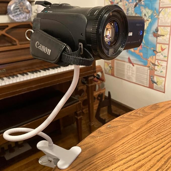 Flexible Baby Monitor Clip Clamp Mount Holder for HelloBaby HB65/HB40/HB6550/HB66/HB248/HB6339/HB6550 Pro, ANMEATE SM935E/SM650/Bonoch/ChildsFarm Baby Monitor, Long Gooseneck Arm, No Tools Needed