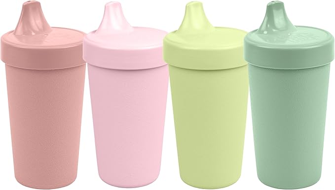 Re-Play Sippy Cups for Toddlers - 10 Oz. Reusable Spill Proof Cups for Kids, Dishwasher/Microwave Safe - Made in USA - Set of 4-3.13" x 6.25" - Desert Roses