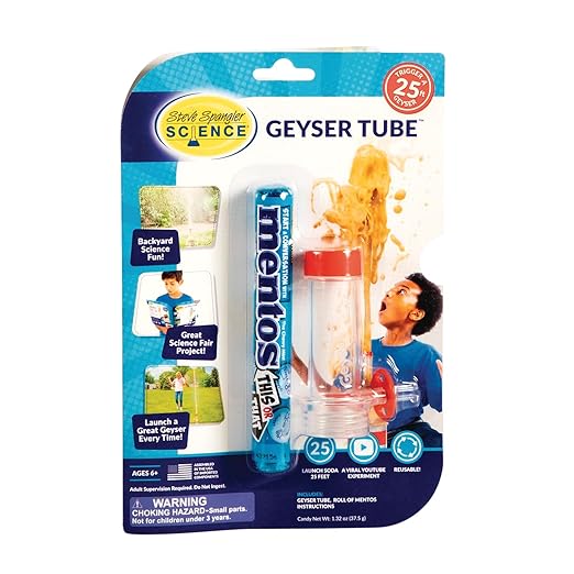 Steve Spangler Science Geyser Tube Experiment, Chemical Reactions Science Experiments for Kids, Amazing Geysers with Soda & Mentos Candy, School, Camp, Homeschool Science Kits, Incl: 1 Tube