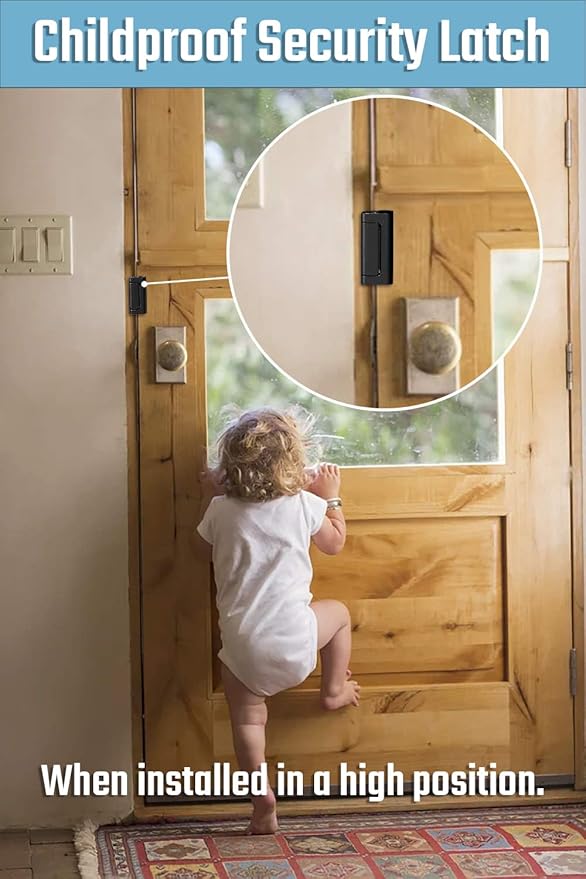 2Pack Home Security Door Reinforcement Lock Childproof, Add High Security to Home Prevent Unauthorized Entry, Aluminum Construction Finish Black