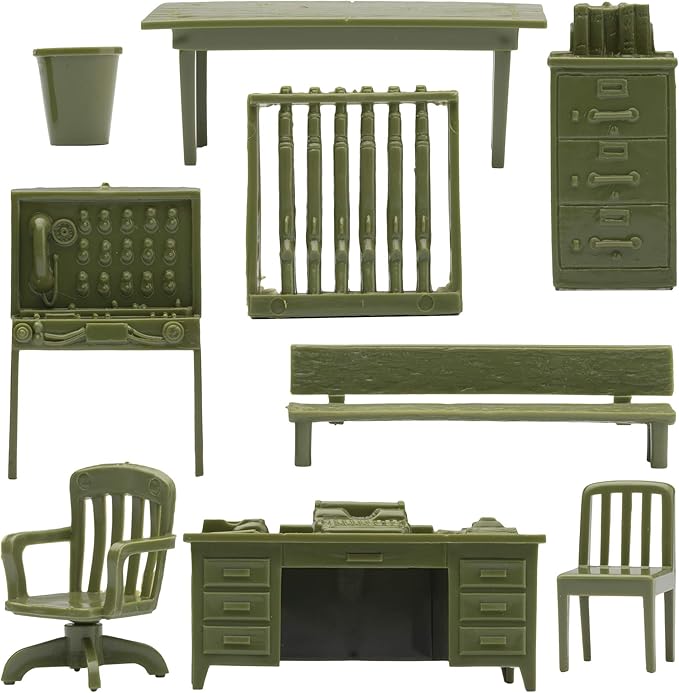 BMC Classic Marx Military Base Camp - 44pc Plastic Army Men Playset Accessories