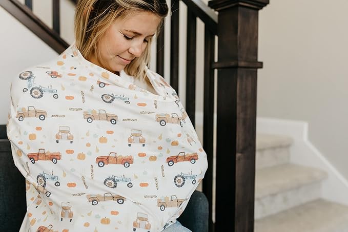 Copper Pearl Multi-Use Cover: Car Seat Covers, Nursing Cover, and Stroller Cover for Sun - Stretchy Fabric, All-Season Use, Stylish Designs, Easy Access for Moms - Hayride