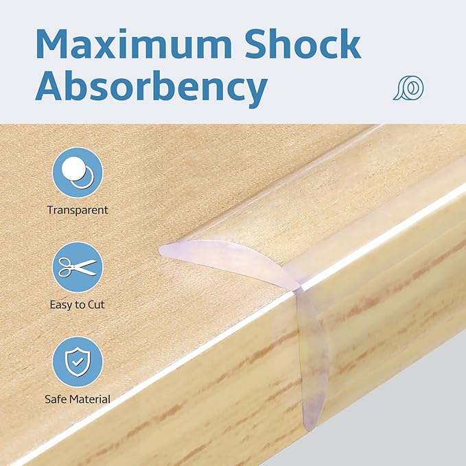 Edge Corner Protector Baby Proofing 18ft (5.5M) with 8 Corners, Clear Soft Corner Protectors Baby Proof, Furniture Corner Guard & Edge Safety, Edge Protector for Table and Fireplace