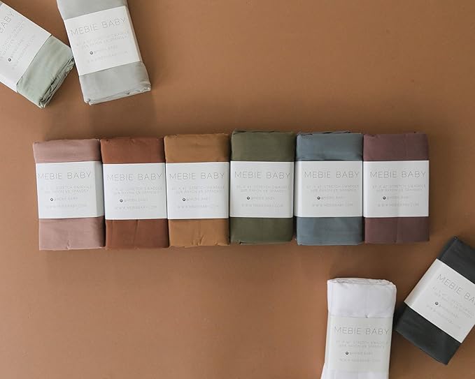 Mebie Baby White Stretch Swaddle, Modern and Neutral Swaddle Blanket for Baby Girl or Boy, Soft Baby Blankets, Newborn Swaddle Blanket, 0-3 Month, Comfy Wrap, Baby Essentials & Gifts (47" x 47")