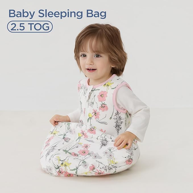 Duomiaomiao 2.5 TOG Baby Sleep Sack 100% Cotton Winter Baby Wearable Blanket, Warm Quilted Comfy Toddler Sleeping Sack