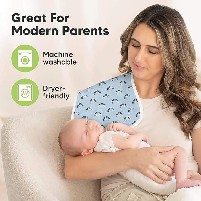 Organic Burp Cloths Baby Boy & Girl - 5-Pack Super Absorbent Cotton Burping Cloths for Babies, Soft & Plush Newborn Spit Up Rags, Infant Towels for Milk Spit Up, Unisex, Large 21" x 10" (U.S.A)