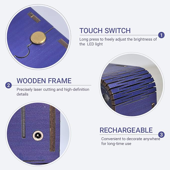 3D Wooden Puzzle Night Light,DIY Craft for Adults with Touch Night Light, Chrismas, New Year, for Teen, Desk Decor for DIY Puzzle Lovers, Men and Women (Dreamy Sky)