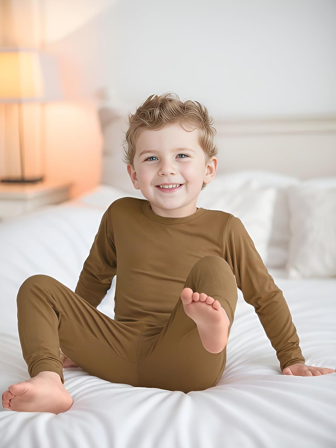 BABY 2T-10Y Toddler Kids Girls Boys Soft Comfy Viscose 2pcs Set Long Sleeve Plain Shirts and Pants Sets