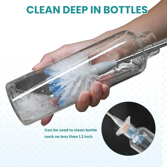 Bottle Brush Refills for OXO Stainless Steel Bottle Brush Only, 4 Pack Bottle Brush Replacement Head for Clean Water Bottle, Baby Bottle, Glasswares, Mugs