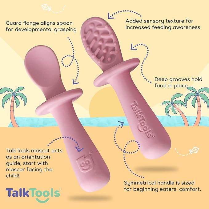 TalkTools ITSY Silicone Baby Plates Set with Suction – Feeding Essentials for Toddlers 6–12 Months+ | BLW Mealtime Set with Twin Spoon, Spill-Proof Sippy Cup | Self-Feeding Utensils