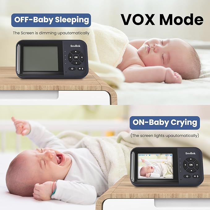Smart Baby Monitor, 2.8in LCD, Night Vision, VOX, 2-Way Talk, 5 Lullabies 1500ft WiFi VideoBaby Monitor