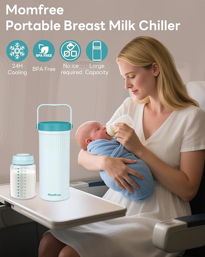 22oz Portable Breast Milk Cooler for Breastmilk Storage, Liquid Gold Saver 360° Cooling Keeps Milk Fresh for 24 Hours, Larger Capacity Breastmilk Chiller with 2pcs Bottles for Outdoor Mom