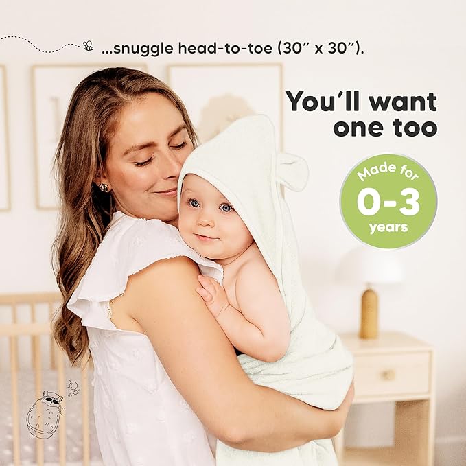 KeaBabies 2-Pack Hooded Baby Towels for Newborn - 30x30 Soft & Absorbent Viscose from Bamboo Baby Bath Towels with Hood for Infant, Toddler,Kids,Boys Girls,Newborn Bath Essentials (Graphite, Petite)