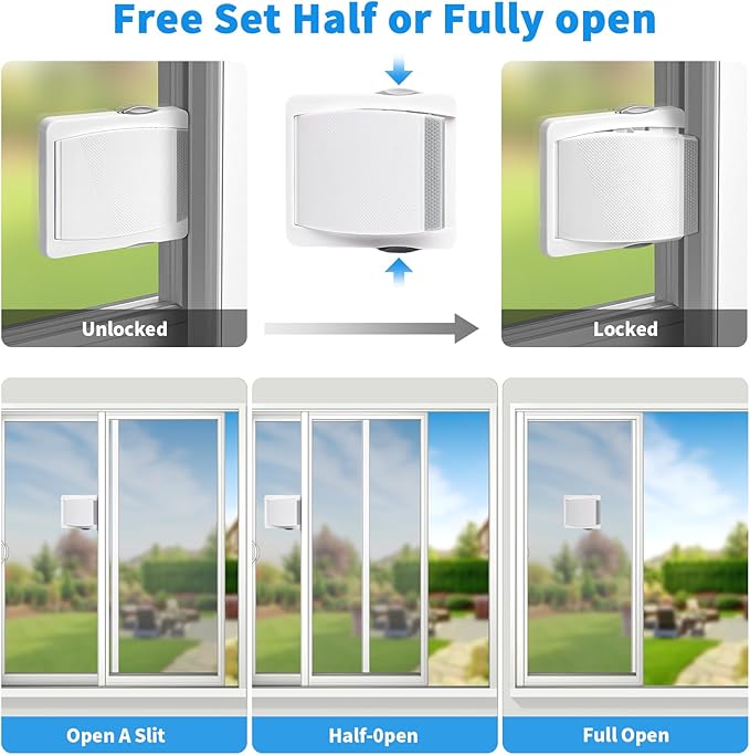 Sliding Door Lock for Child Safety - Kids Proof Sliding Glass Door Locks for Window Closet Latch Patio Doors - Security for Baby Proofing Slide Window Stopper Ideal for Toddler and Pet