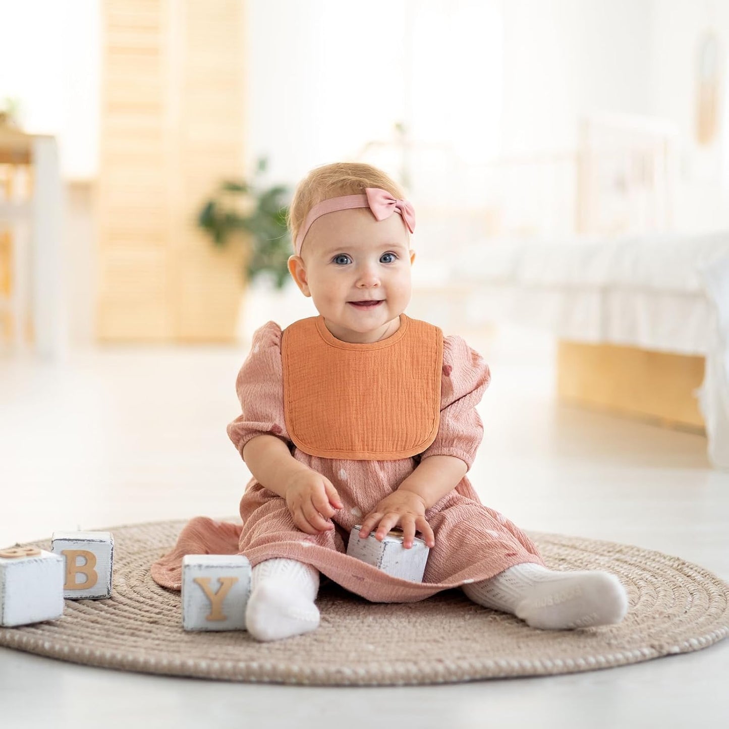 6-Pack Muslin Baby Bibs for Unisex Boys Girls, Cotton Baby Drool Bibs, Drooling and Teething Bibs for Infant