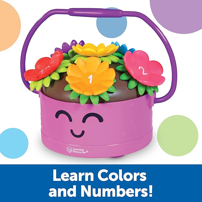 Learning Resources Poppy The Count & Stack Flower Pot - 15 Pieces, Fine Motor Skills Toys for Toddlers, Preschool Toys, Ages 18+ Months,Easter Basket Stuffers