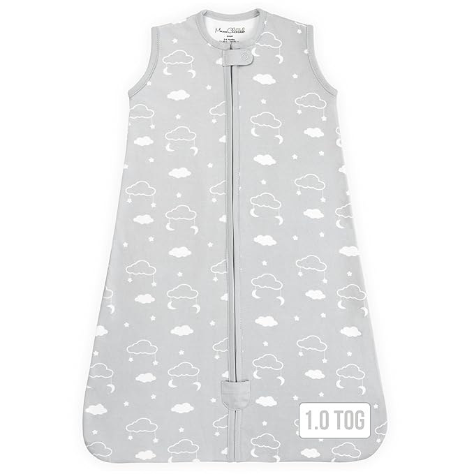 Baby Sleep Sack 1.0 TOG, Organic Cotton Baby Wearable Blanket with Two-Way Zipper, Swaddle Transition Baby Sleeping Bag, All-Season Sleep Sack for Newborn Infant Toddler Boy Girl, 0-6 Months, 1-Pack