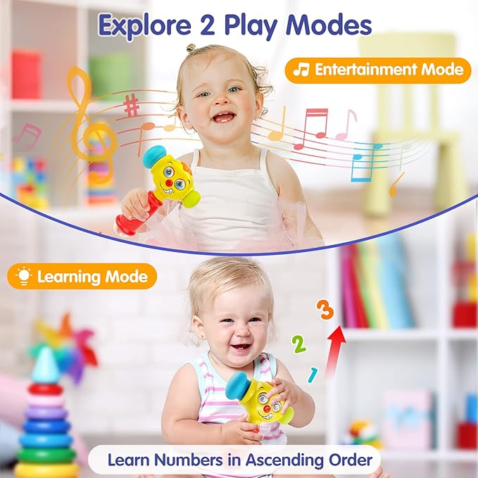 HOLA Toys for 1 Year Old Boy Birthday Gift - Hammer Baby Toy 12-18 Months, Musical Toddler Toys 1-2 with Light Flashing, Learning Toy for Toddlers 1-3 Easter Basket Stuffers for Babies Toddler