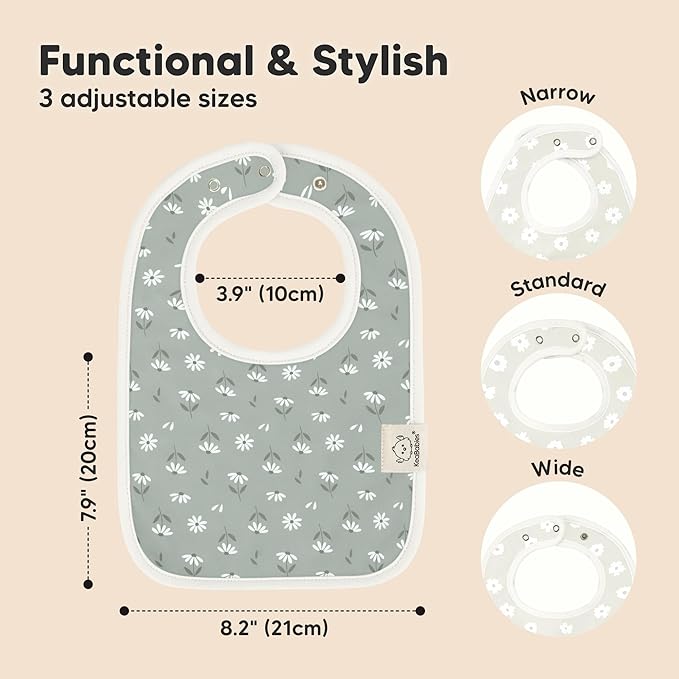 KeaBabies 8-Pack Organic Baby Bibs for Boys, Girls - Super Absorbent Cotton Drool Bibs for Baby Girl & Boy, Teething Toddler, Drooling Newborn, Ultra Soft & Machine Washable (Fleur)
