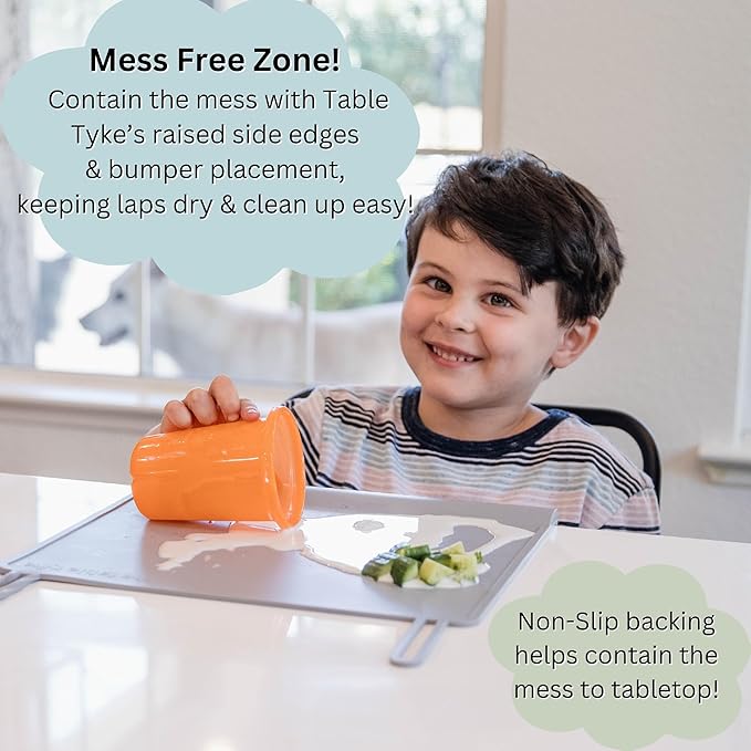 The Table Tyke Silicone Placemats for Toddlers with Patented Edge Bumper | Kids Placemats Non Slip Travel Ready | Baby Placemat BPA Free for Restaurant Dining Table | Lilac