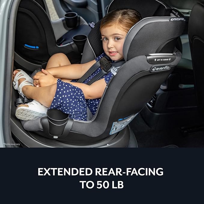 Evenflo Revolve360 Slim 2-in-1 Rotational Car Seat with Quick Clean Cover (Sutton Purple)