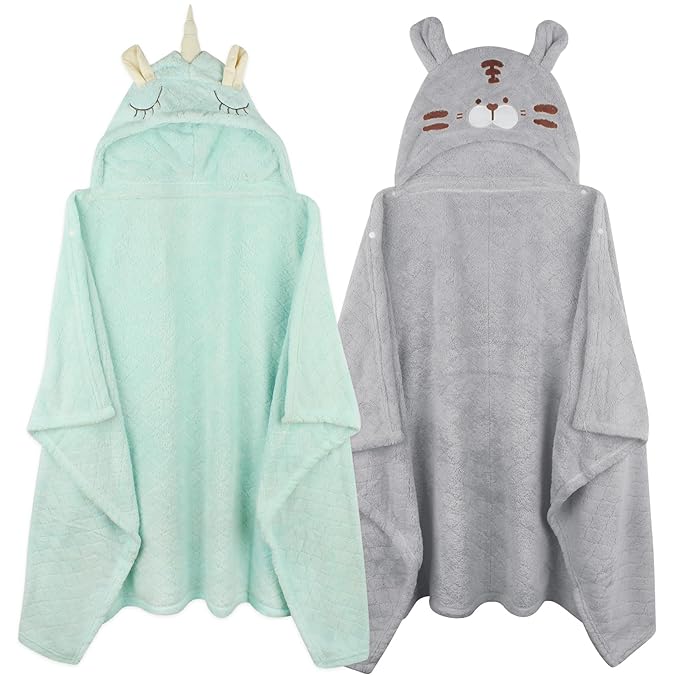 Toddler Bath Towel Hooded Kids Towel Bath Baby Towels with Hood for Boy Girl 0-5 Years, 2-Pack Soft Absorbent Baby Bath Towels Toddler Towels, Large Thick 50''x32'' Kids Hooded Towel for Toddlers